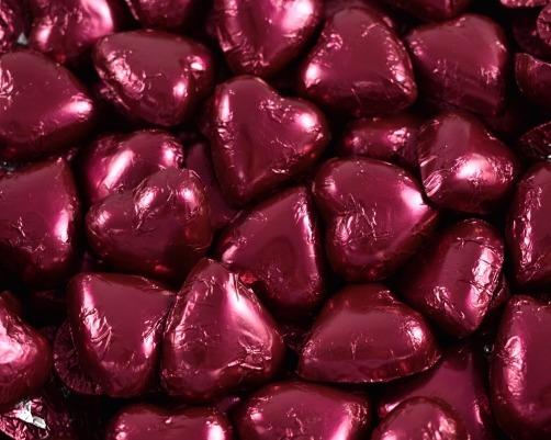 Chocolate Hearts Burgundy 1kg Bulk