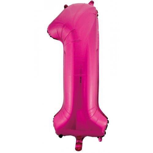 Balloon Foil Megaloon Number1 Hot Pink 86cm
