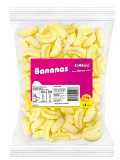 Confectionary Bananas Yellow Lolliland 1kg Bulk Party Pack