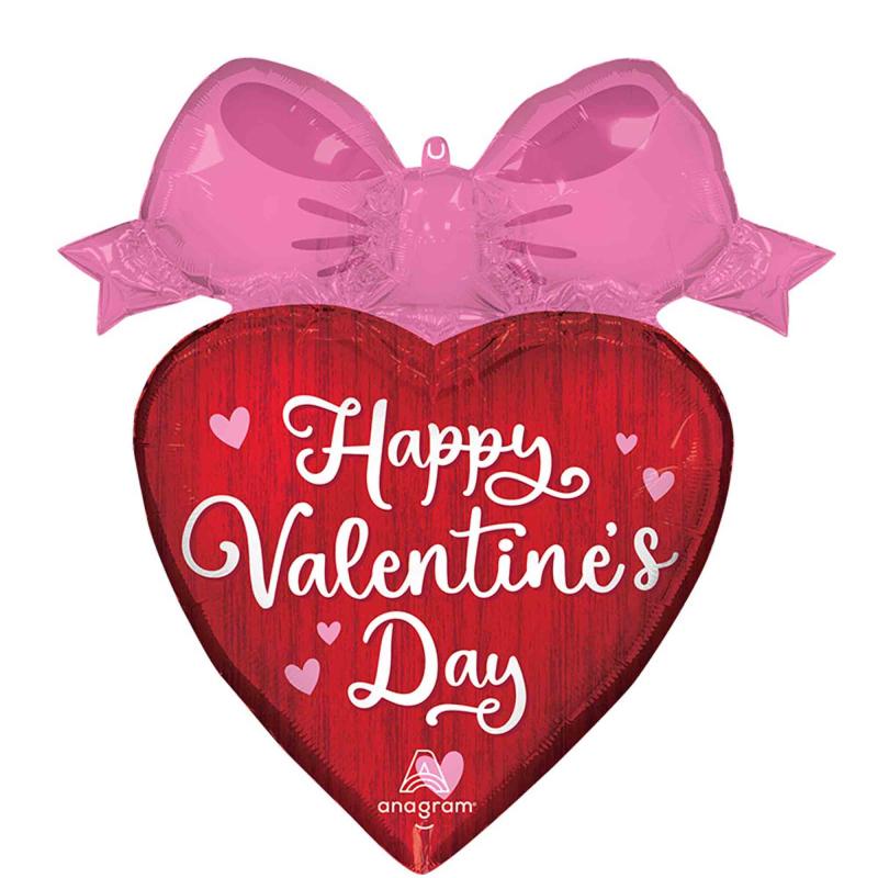 Balloons Foil Shape Happy Valentines Day Bows 71cm x 71cm
