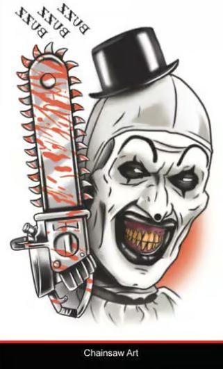 Temporary Tattoo Fx Art The Clown The Terrifer Chainsaw Art Halloween