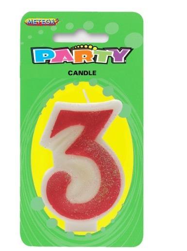 Candle Number 3 Pink- Discontinued Line Last Chance To Buy