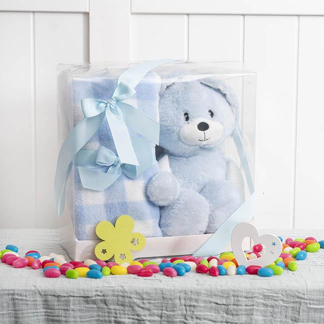 Baby Gift Set/Pack Bunny Flops Soft Toy and Blanket Blue 25cm x12cm x25cm