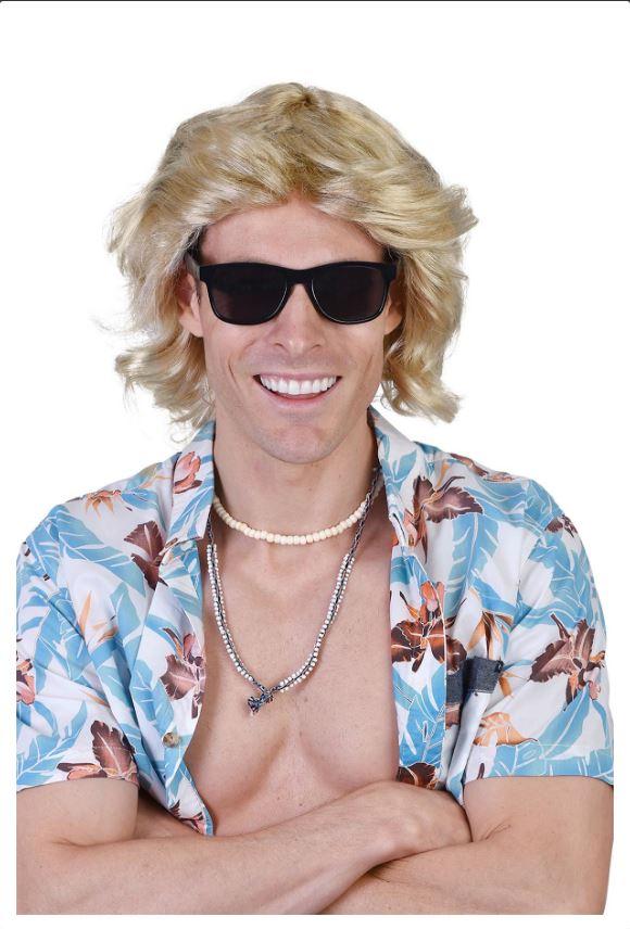Wig Mick Blonde Short Wavy Beach Surfer Costume Accessory