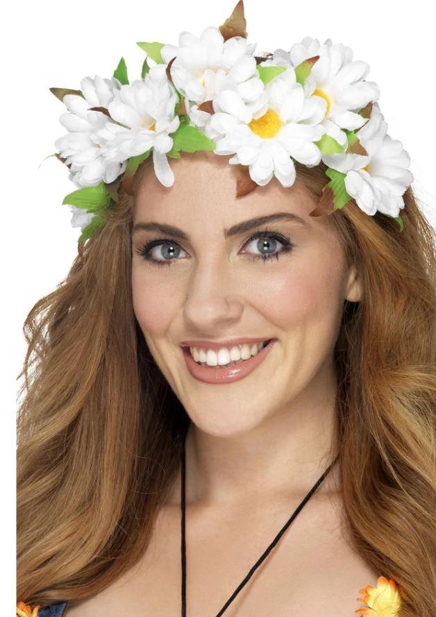 Headband Flower Wreath Daisies White and Yellow 1960s/Garden Fairy/Tropical