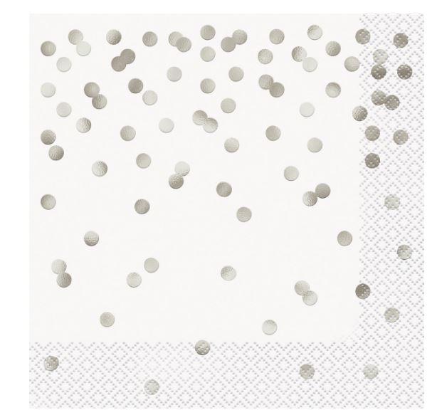 Napkins Lunch Silver Confetti 2ply Pk/16 33cm X 33cm - Discontinued Line