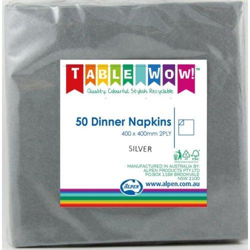 Napkins Dinner 2ply Silver Pk/50
