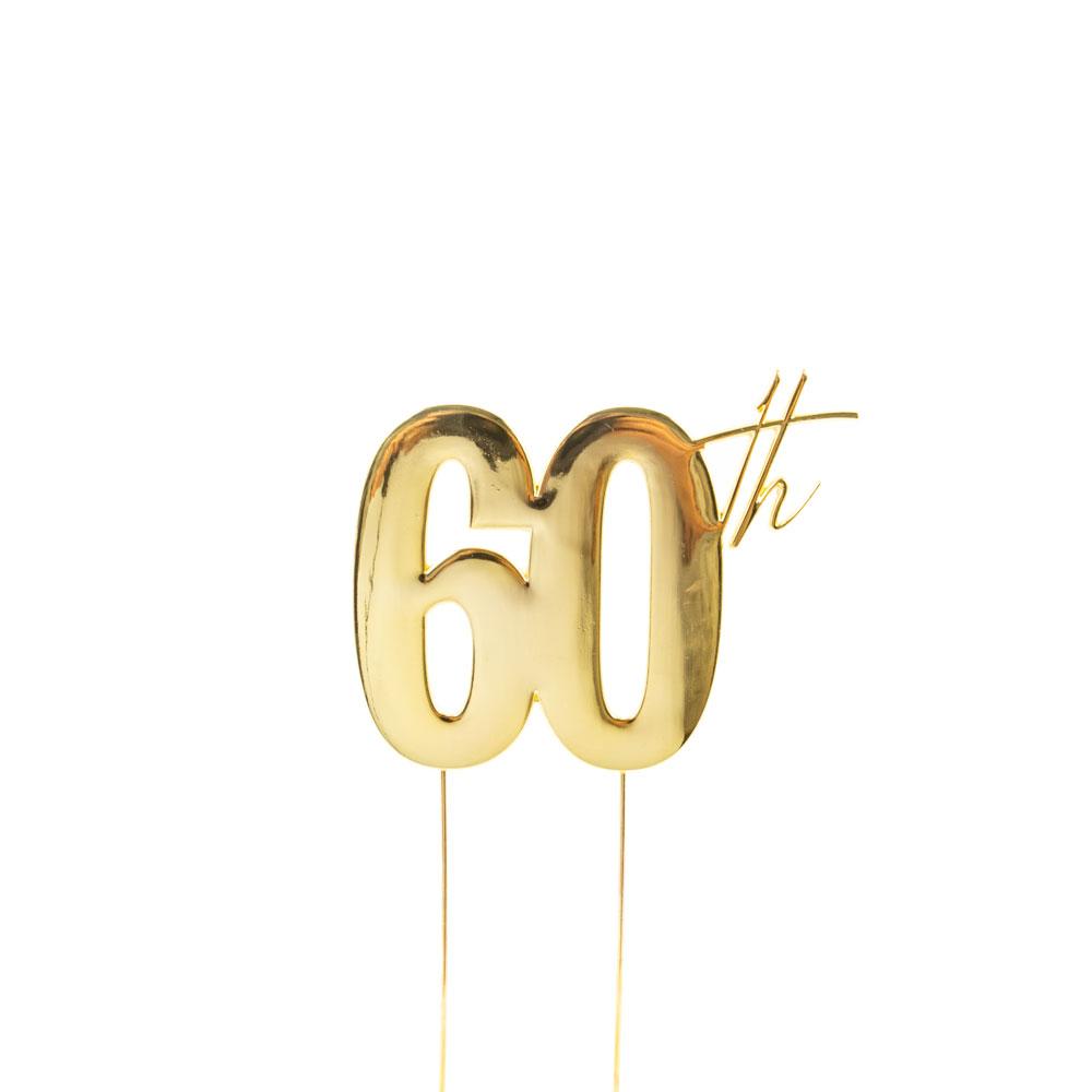 Topper 60th Gold Metal 11cm X 9cm