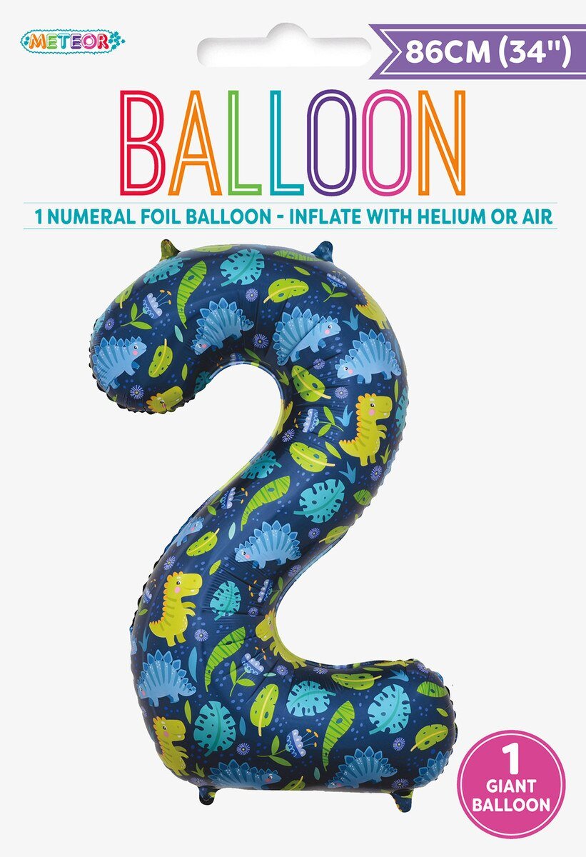 Balloon Foil Megaloon Number 2 Dinosaur 86cm