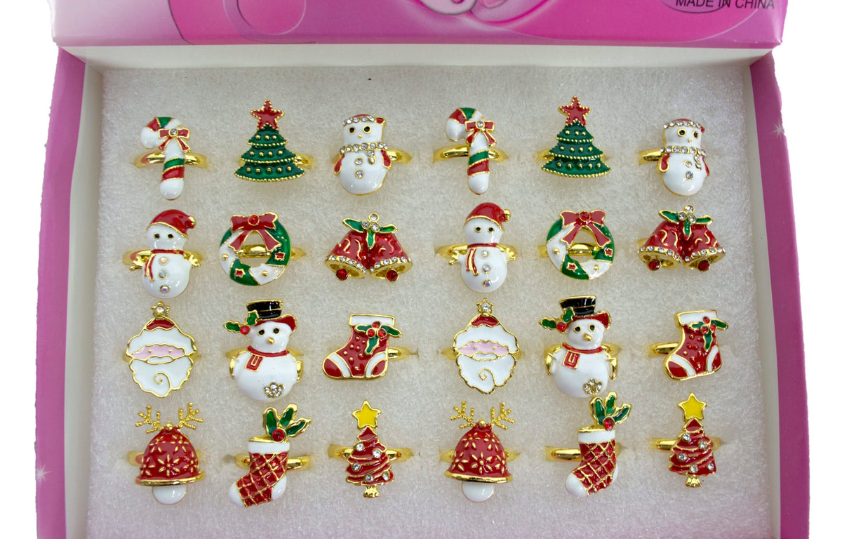 Christmas Rings Adjustable Ring Band Each (Assorted Designs)