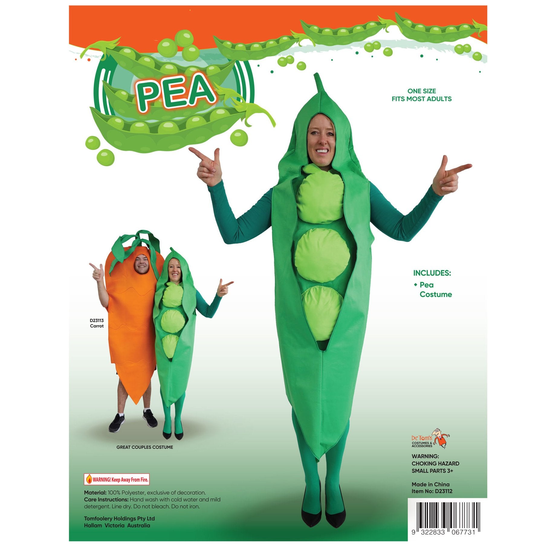 Costume Adult Food Vegetable Pea Pod Tabard
