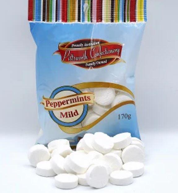 Confectionery Lollies Mint Mild Buttons 170g Pittsworth Confectionery