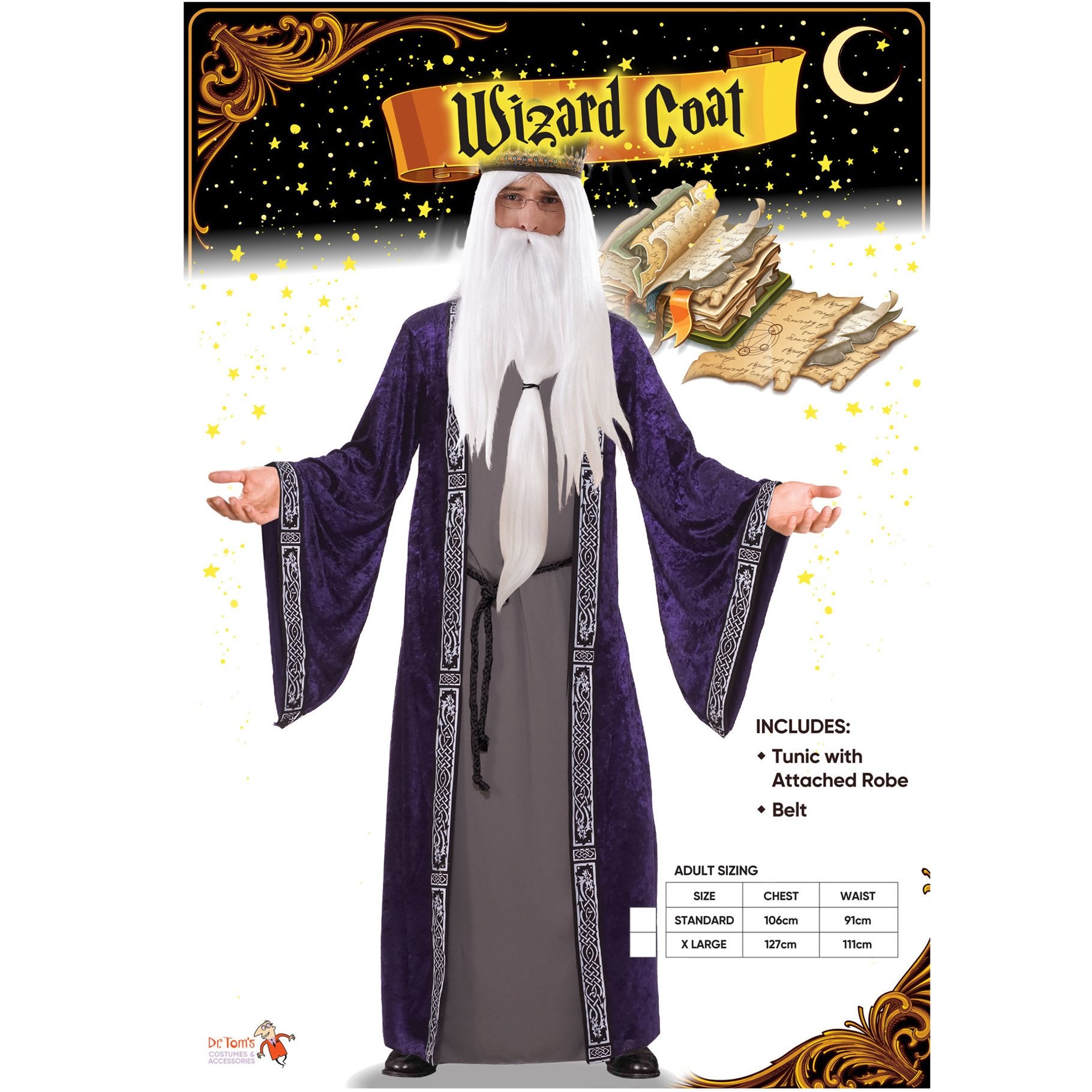 Costume Adult Wizard Tunic & Purple Coat