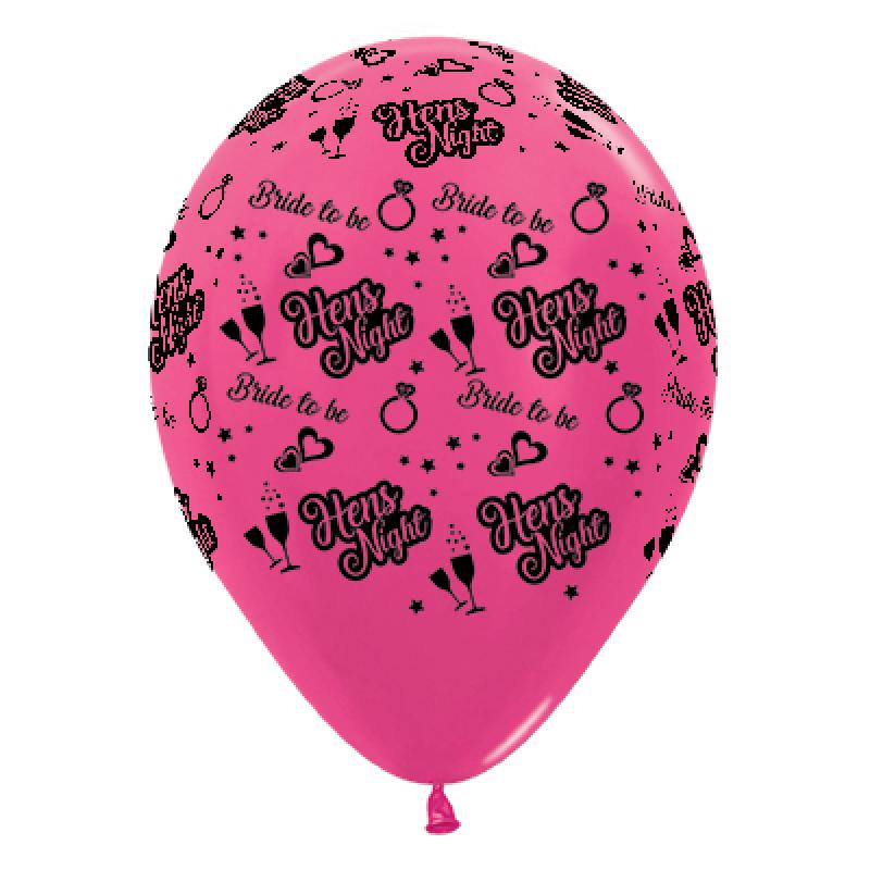 Balloons Latex 30cm Hens Night Bride To Be Black Print Pink Balloons Pk/6