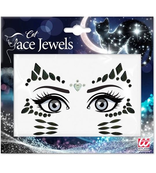 Face Jewels Black Animal Cat Adhesive Costume Accessory Halloween
