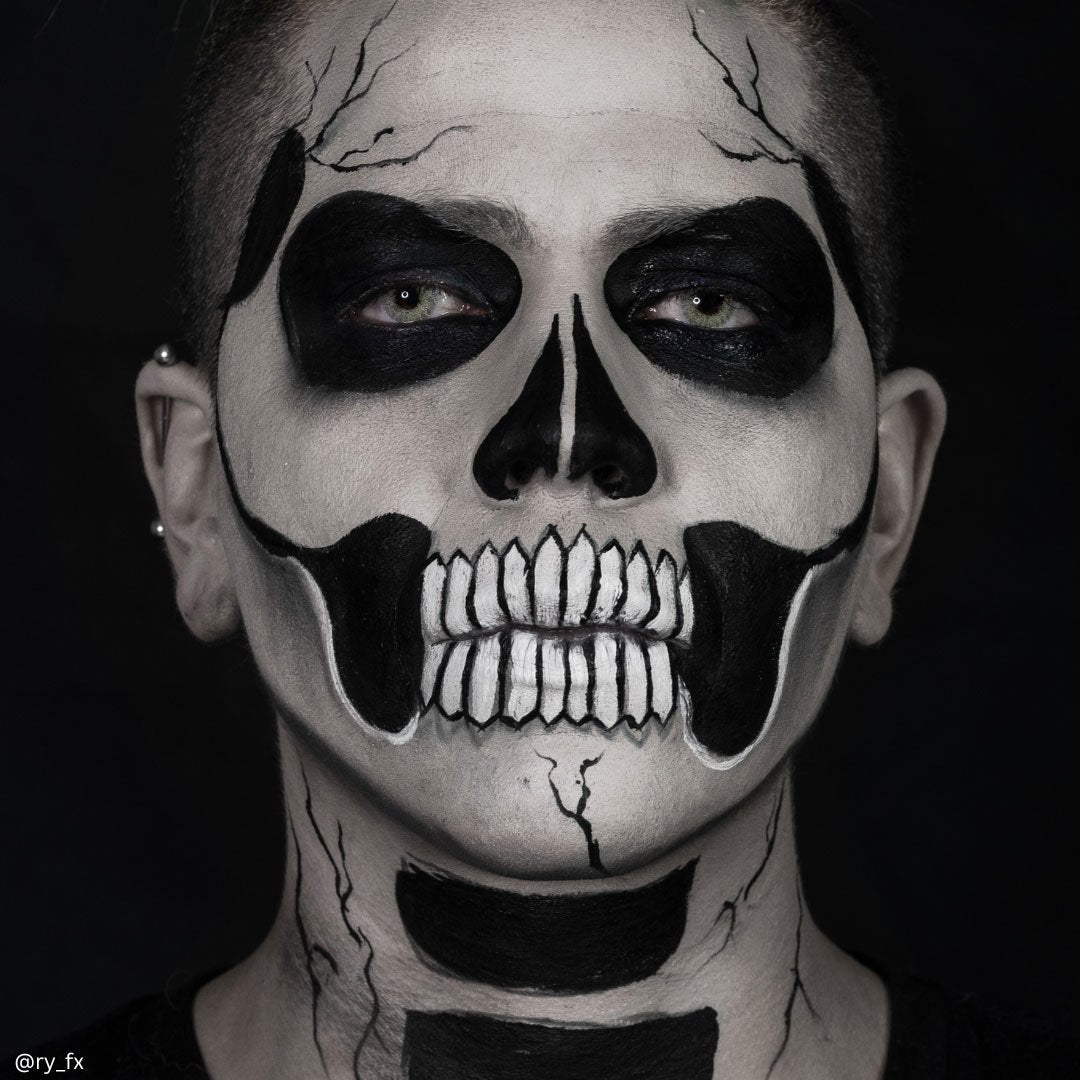 Make Up Palette Tri-Colour Face/Body Paint Skeleton Kit Professional Mehron