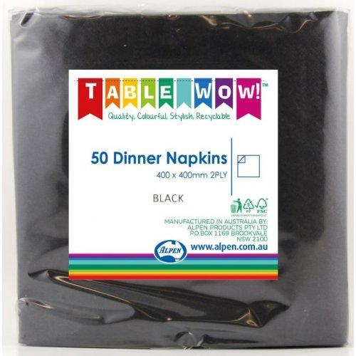 Napkins Dinner 2ply Black Pk/50