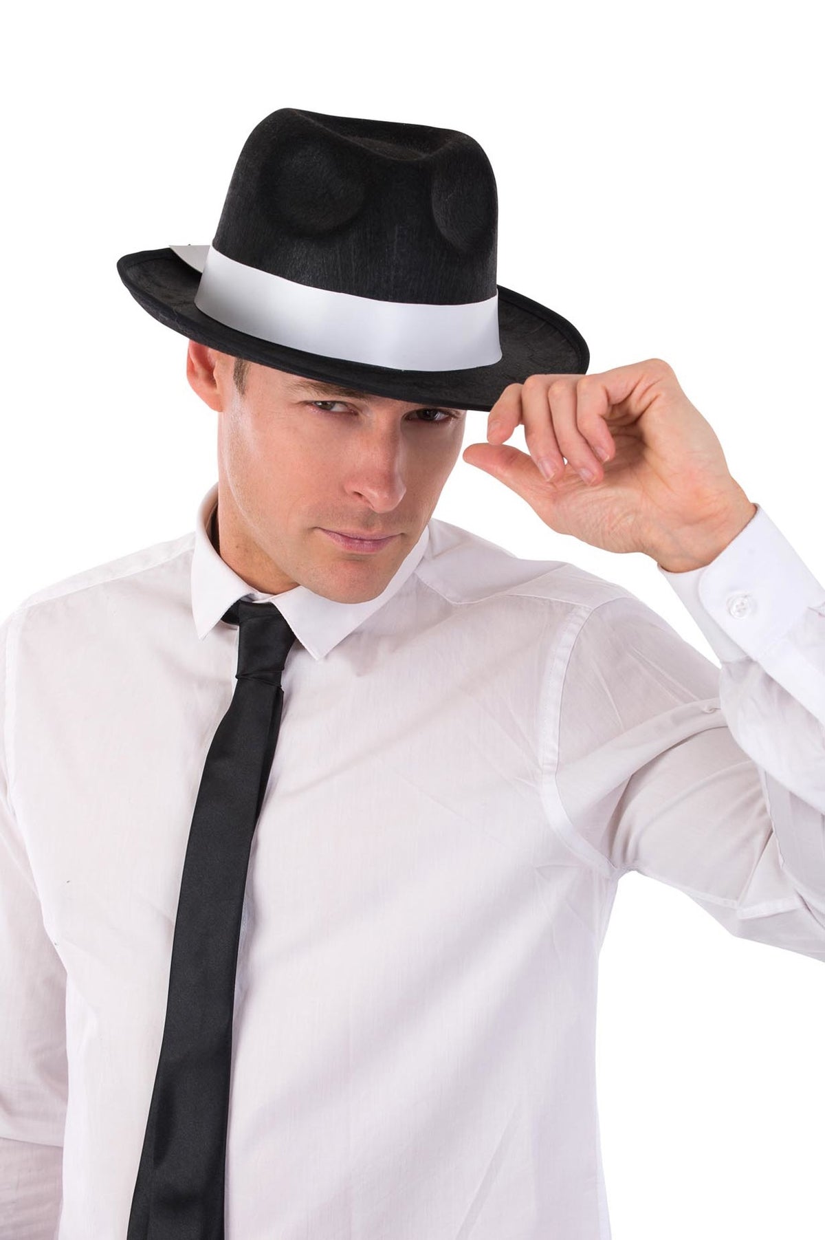 Hat Gangster Black With White Band 1920s Deluxe
