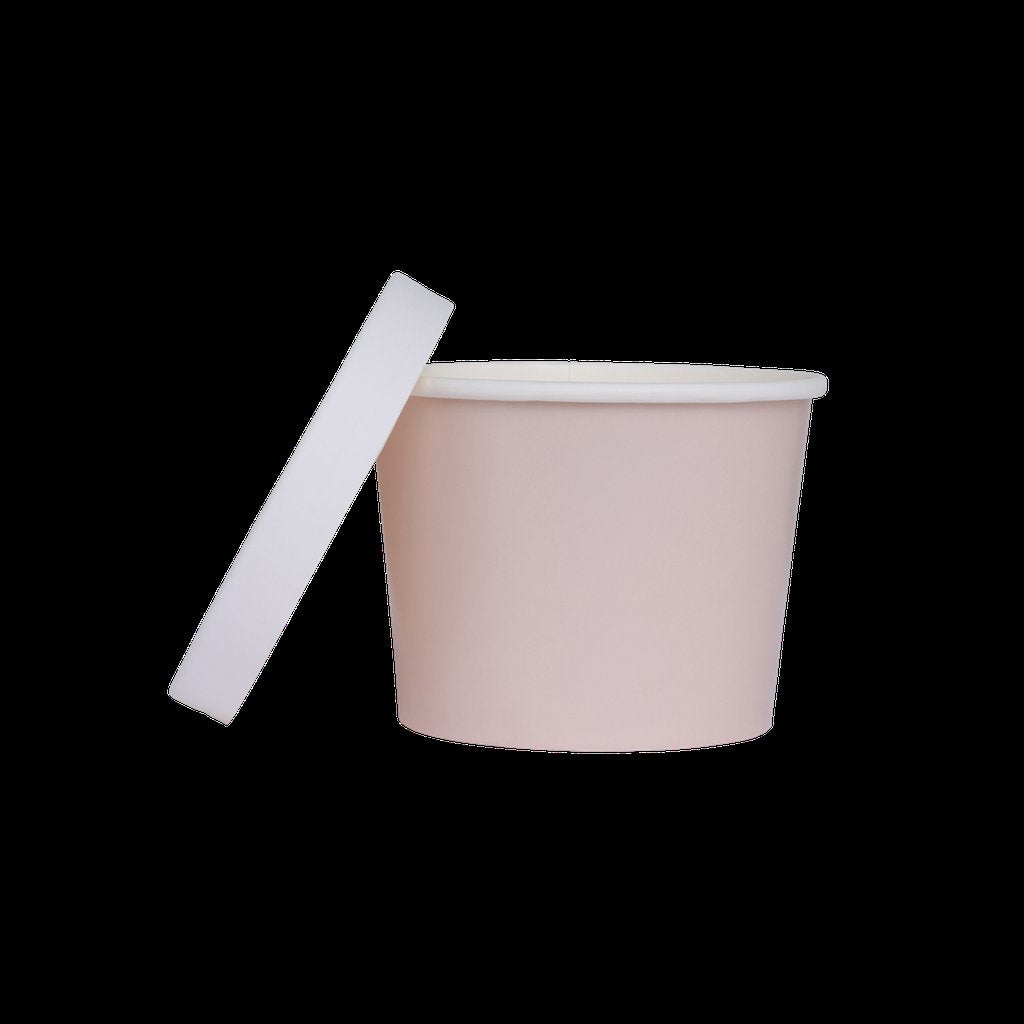 Paper Luxe Round Party Favour Loot Container Tub & Lid White Sand Pk 5