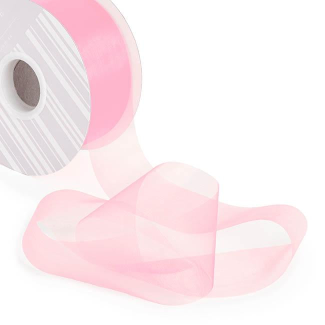 Organza Ribbon Baby Pink Cut Edge 50mm x 100m