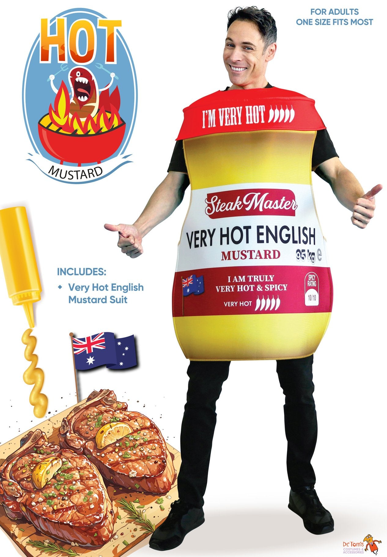 Costume Adult Very Hot English Mustard Sauce Food Novelty Funny One Size