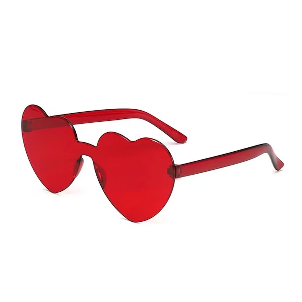 Glasses Heart Shaped Red Frameless Plastic