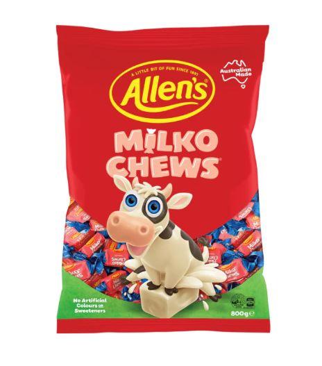 Confectionary Lollies Allens Milko Chews 800g Bulk Wrapped