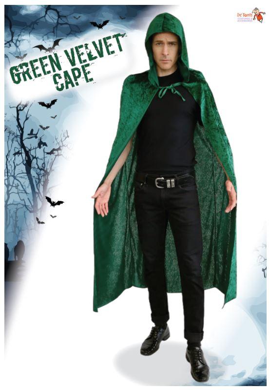 Cape With Hood Velvet Green Long Halloween Style