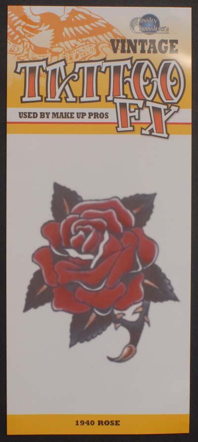 Temporary Tattoo Vintage Red Rose 1940s