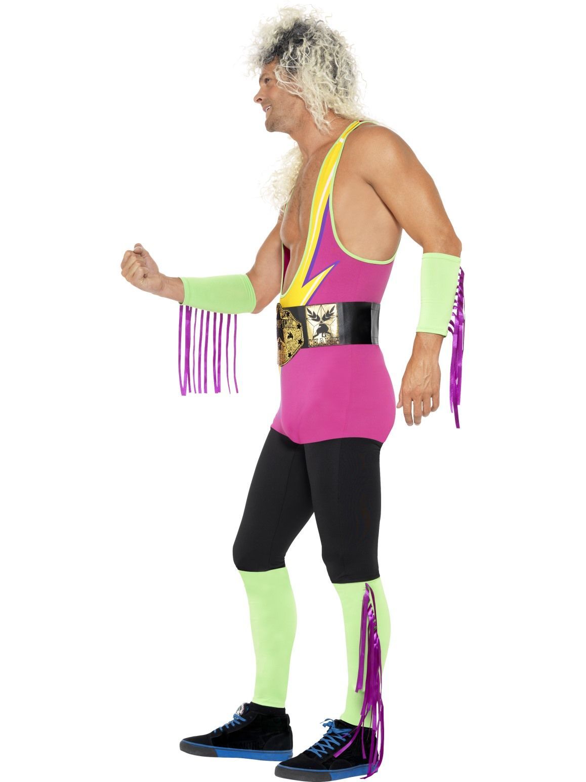 Costume Adult Retro Wrestler 1980s/1990s X Large