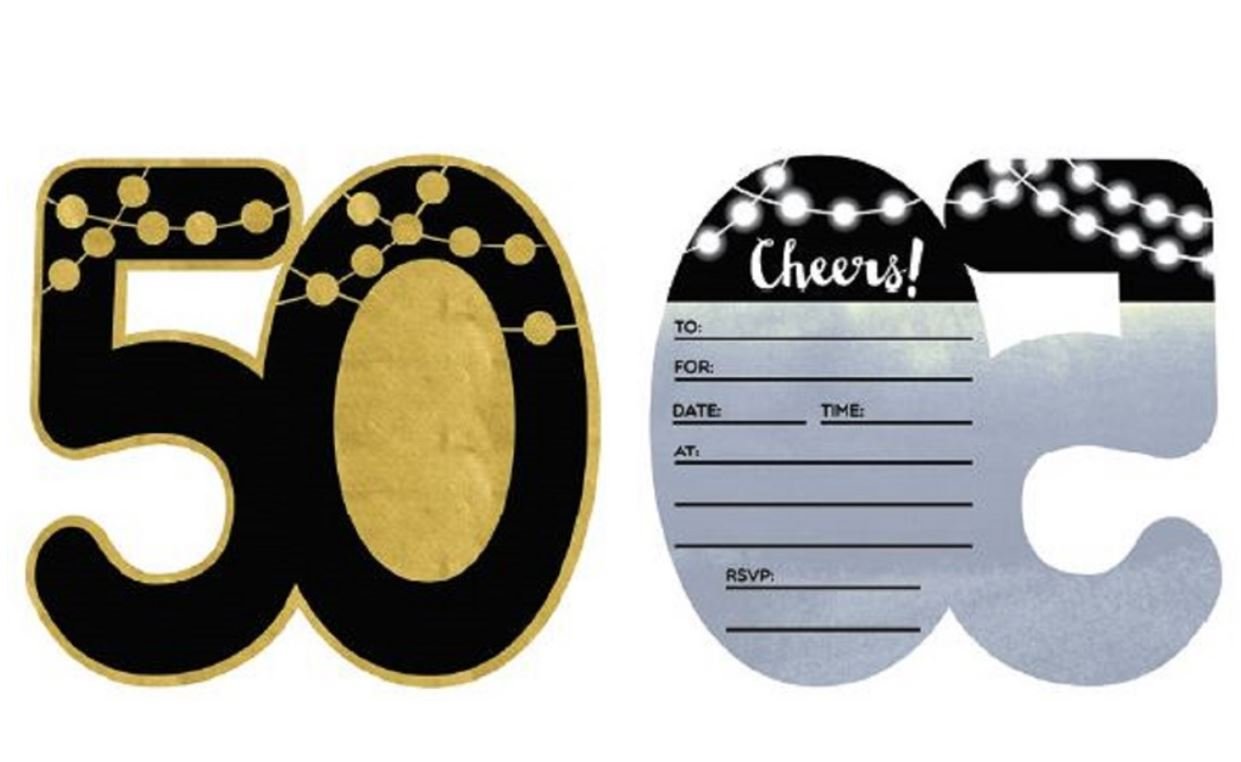 Party Invitation Pk/8 50th (Fifty) Birthday