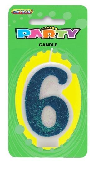 Candle Number 6 Blue