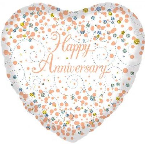 Balloon Foil 45cm Happy Anniversary Sparkling Fizz Rose Gold