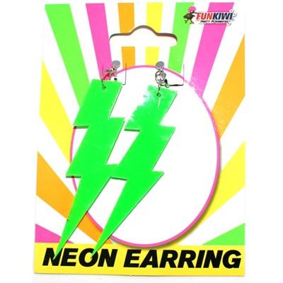 Earrings Lightning Bolt 1980s Neon Green