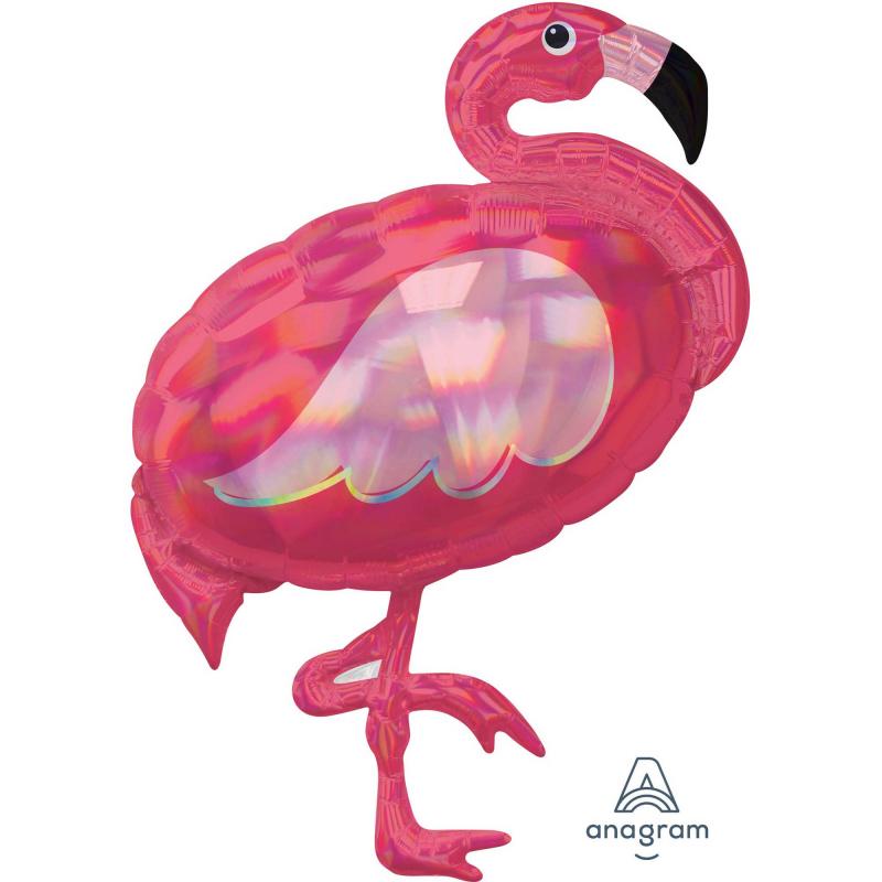 Balloon Foil Shape Flamingo Holographic Iridescent 83cm X 71cm