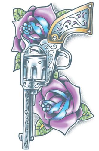 Temporary Tattoo Pistola Gun Day Of The Dead Tinsley
