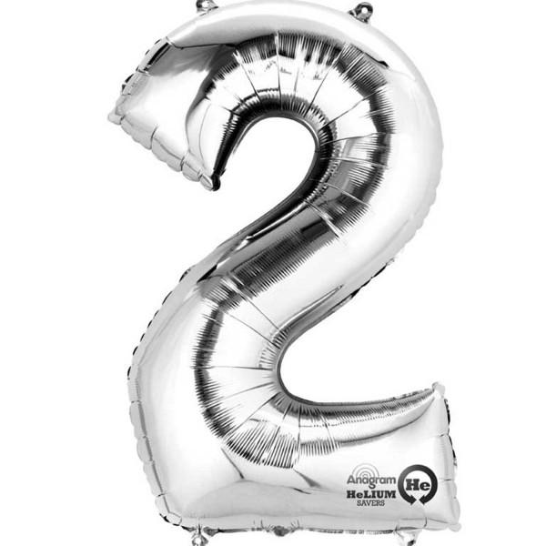 Balloon Foil Number 2 Silver 40cm