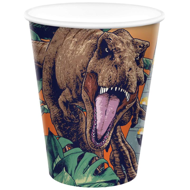 Jurassic Dinosaur Into The Wild Cups 266ml Pk/8