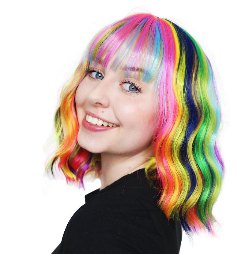 Wig Deluxe Wavy Rainbow With Fringe