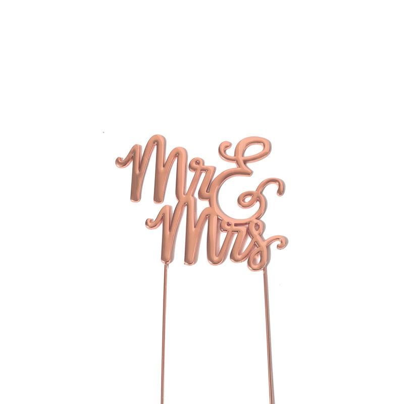 Cake Topper Mr & Mrs Rose Gold Plated