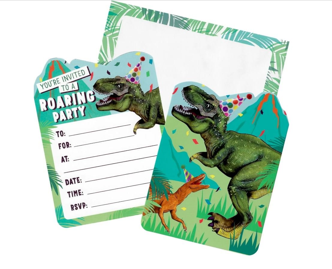 Party Invitation Pk/8 Jurassic Dinosaur Roar
