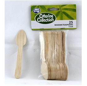 Birch Wood Eco Teaspoons 11cm Pk/25 Eco Friendly