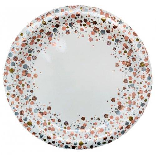 Paper Plates Sparkling Fizz 23cm Pk/8 Rose Gold