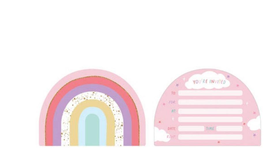 Party Invitation Pk/8 Boho Rainbow