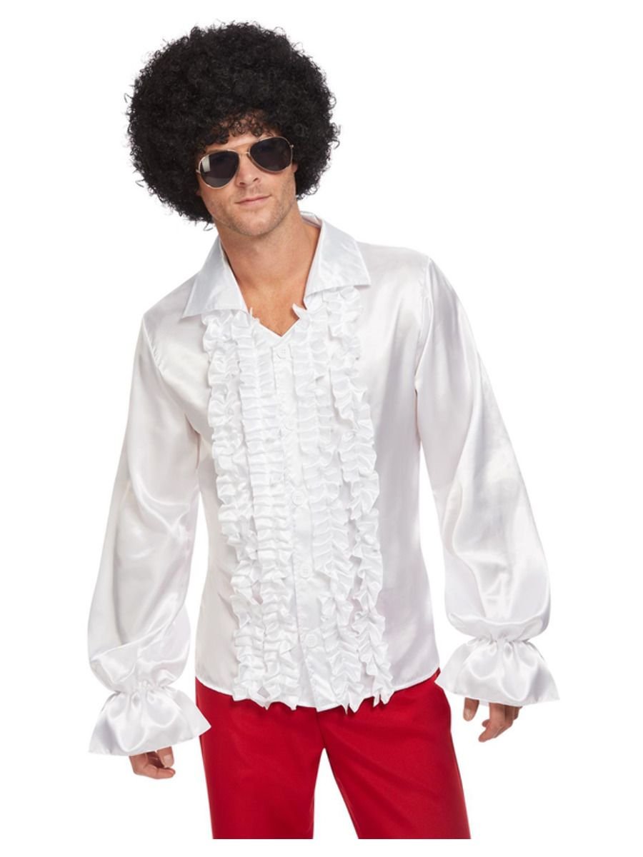 Costume Adult 1960s/1970s Disco Ruffled White Shirt Large
