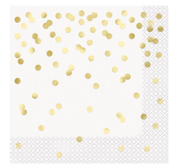 Napkins Lunch Gold Confetti 2ply Pk/16 33cm X 33cm