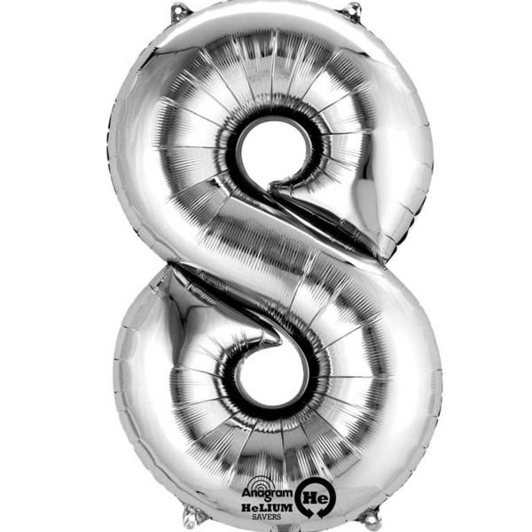Balloon Foil Number 8 Silver 40cm