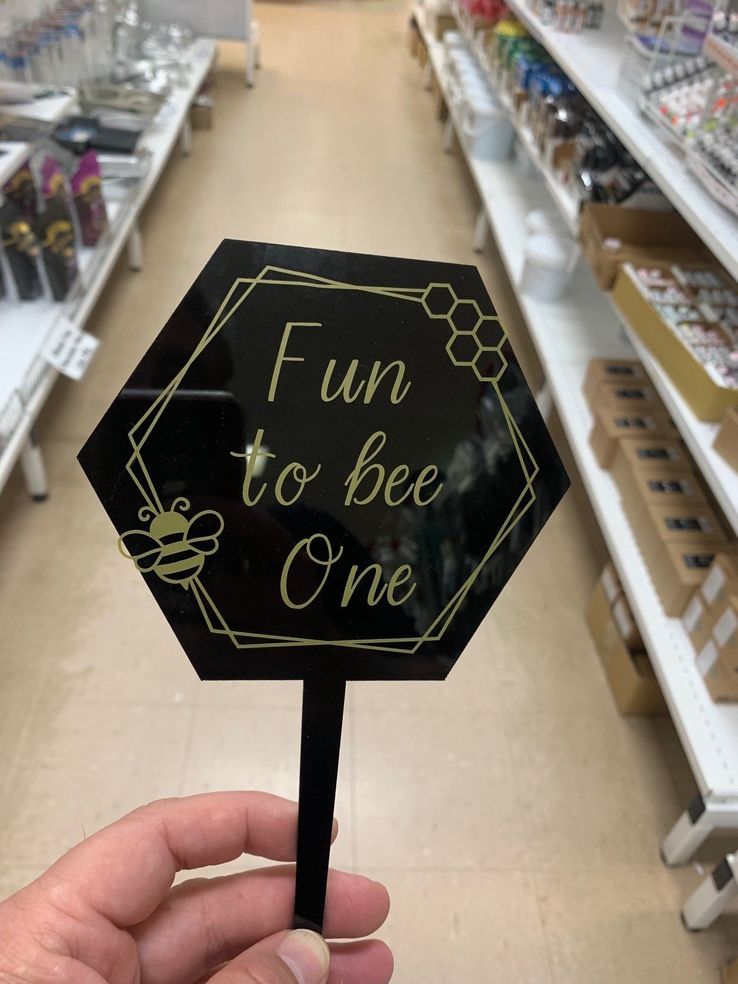 Cake Topper Hexagonal Blank Acrylic Black