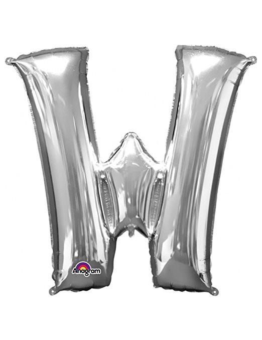 Balloon Foil Letter W Silver 40cm