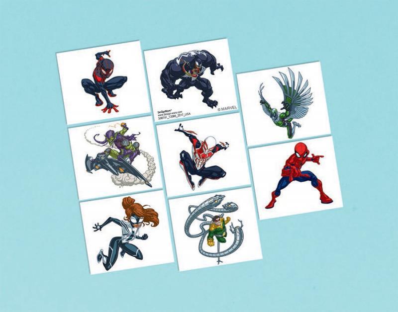 Spiderman Webbed Temporary Tattoos Pk/8 5cm X 4cm